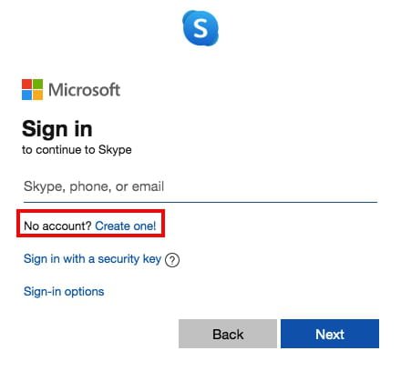 create an account on skype