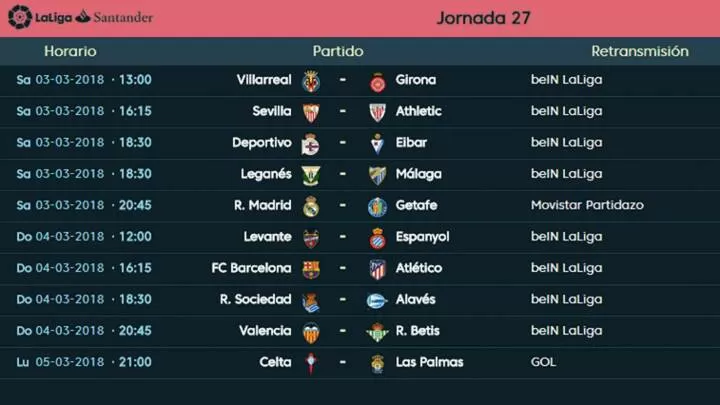 la liga football fixtures today