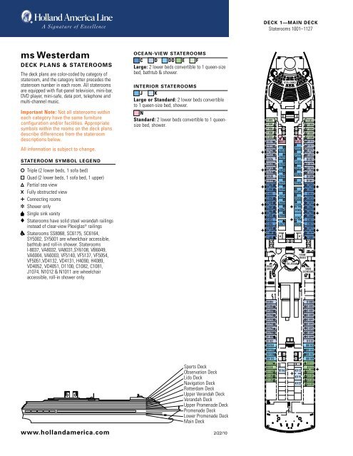 holland america westerdam deck plan