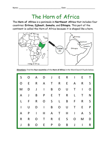 horn of africa country crossword