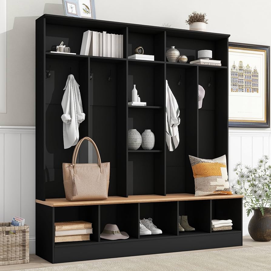 black mudroom bench