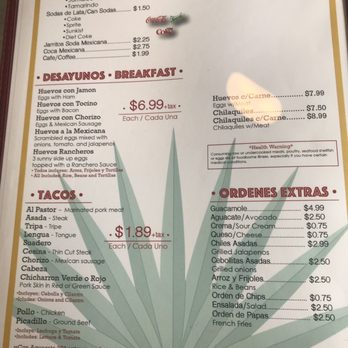 taqueria la sierrita menu