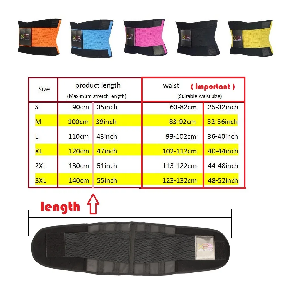 xtreme power belt size chart