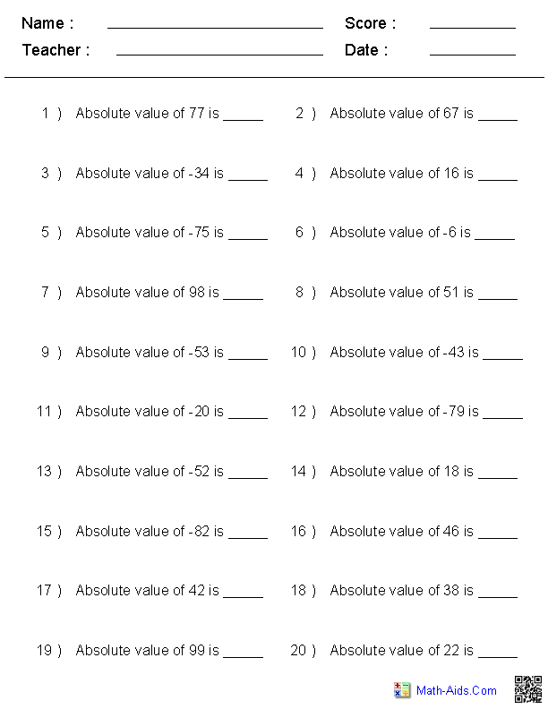 integers practice worksheet