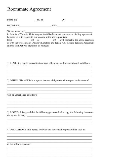 roommate agreement alberta