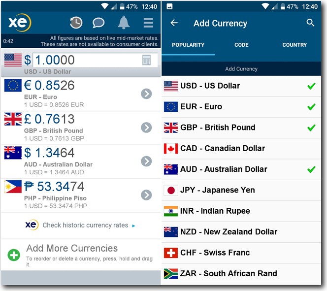 xe currency exchange fees