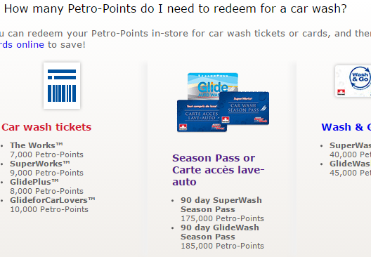 how many petro points for a car wash