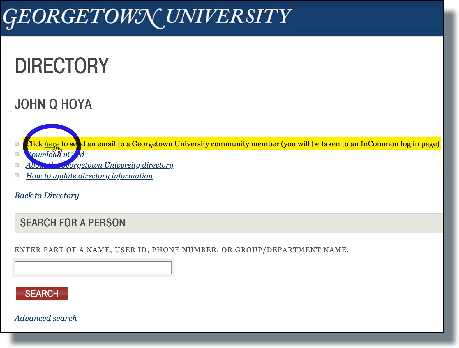 georgetown university email