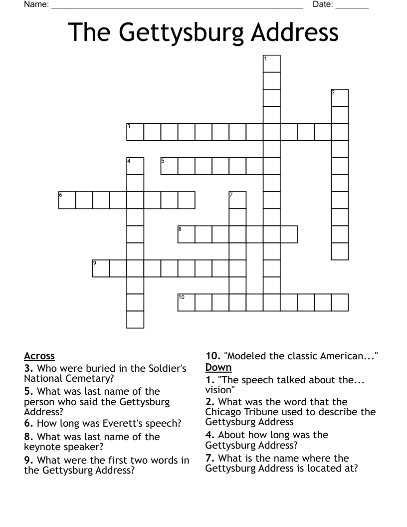 provide an address crossword