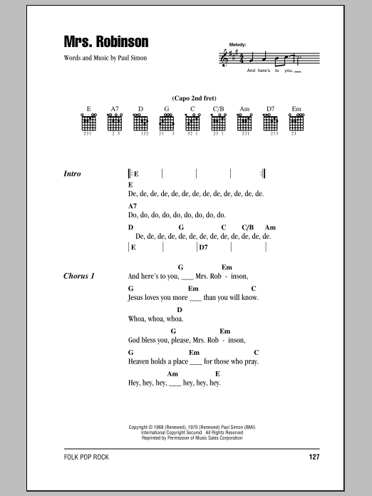 mrs robinson guitar tab