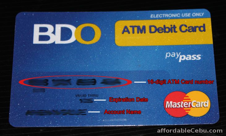 cvv bdo debit