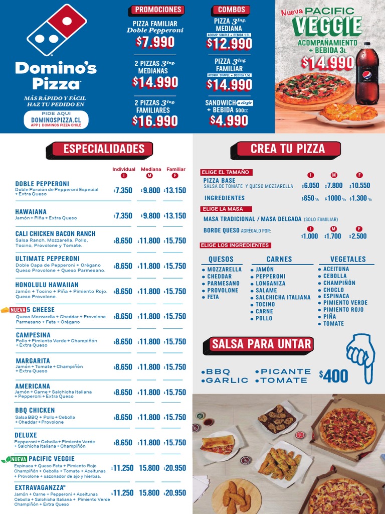 menu dominos pizza colombia