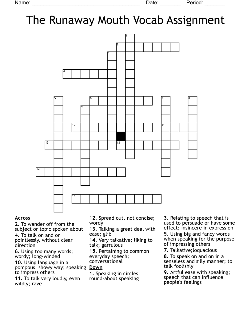 glib talk crossword puzzle clue