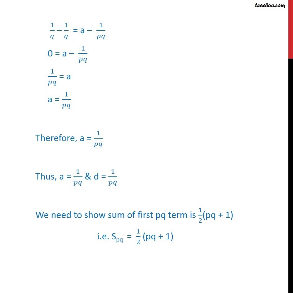 in an ap if pth term is 1 q