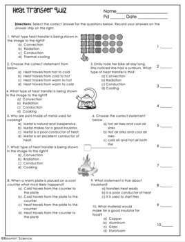 conduction convection radiation quiz pdf