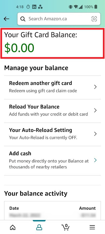 how do i check amazon gift card balance