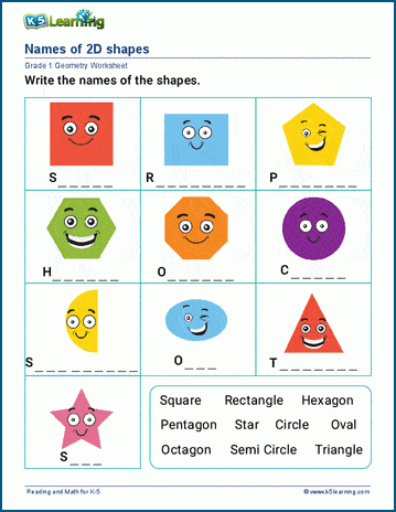 1st grade shapes worksheets