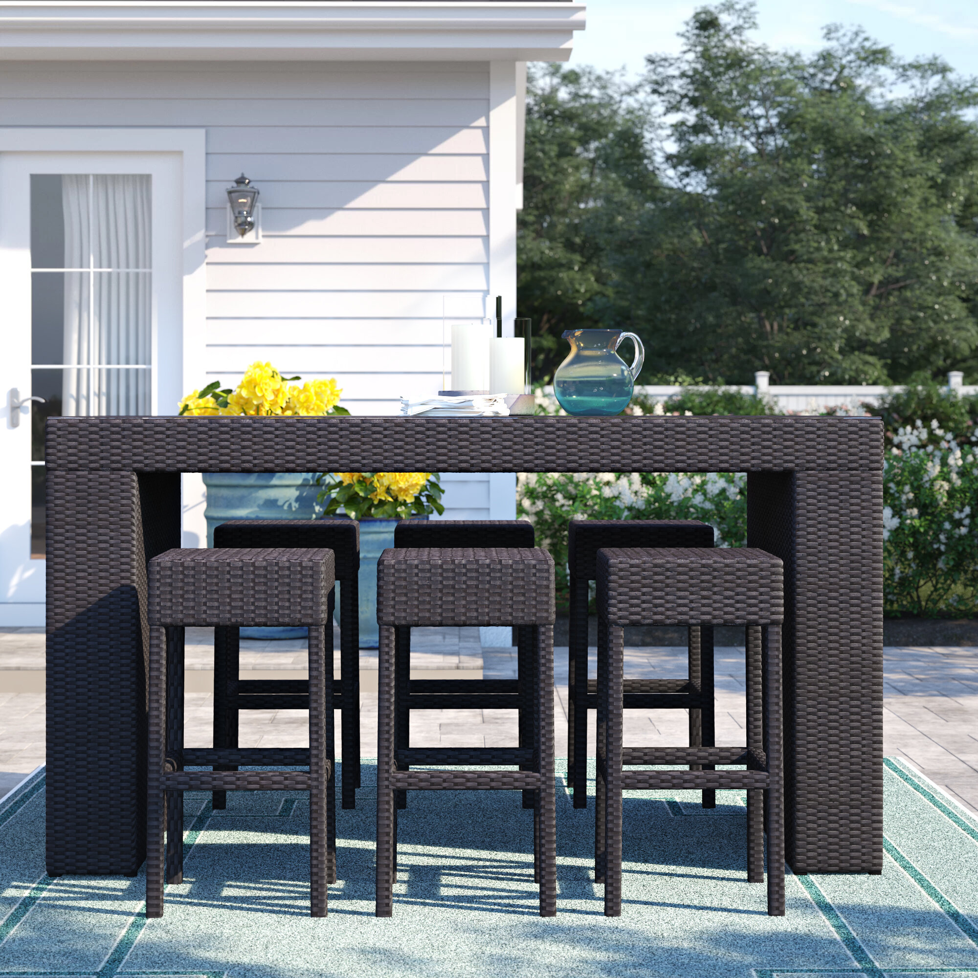 7 piece outdoor bar height dining set