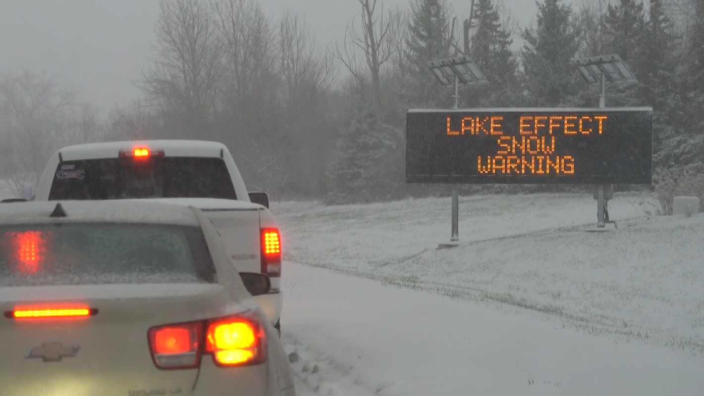 winter storm warnings issued ahead of lake-effect snow monday.