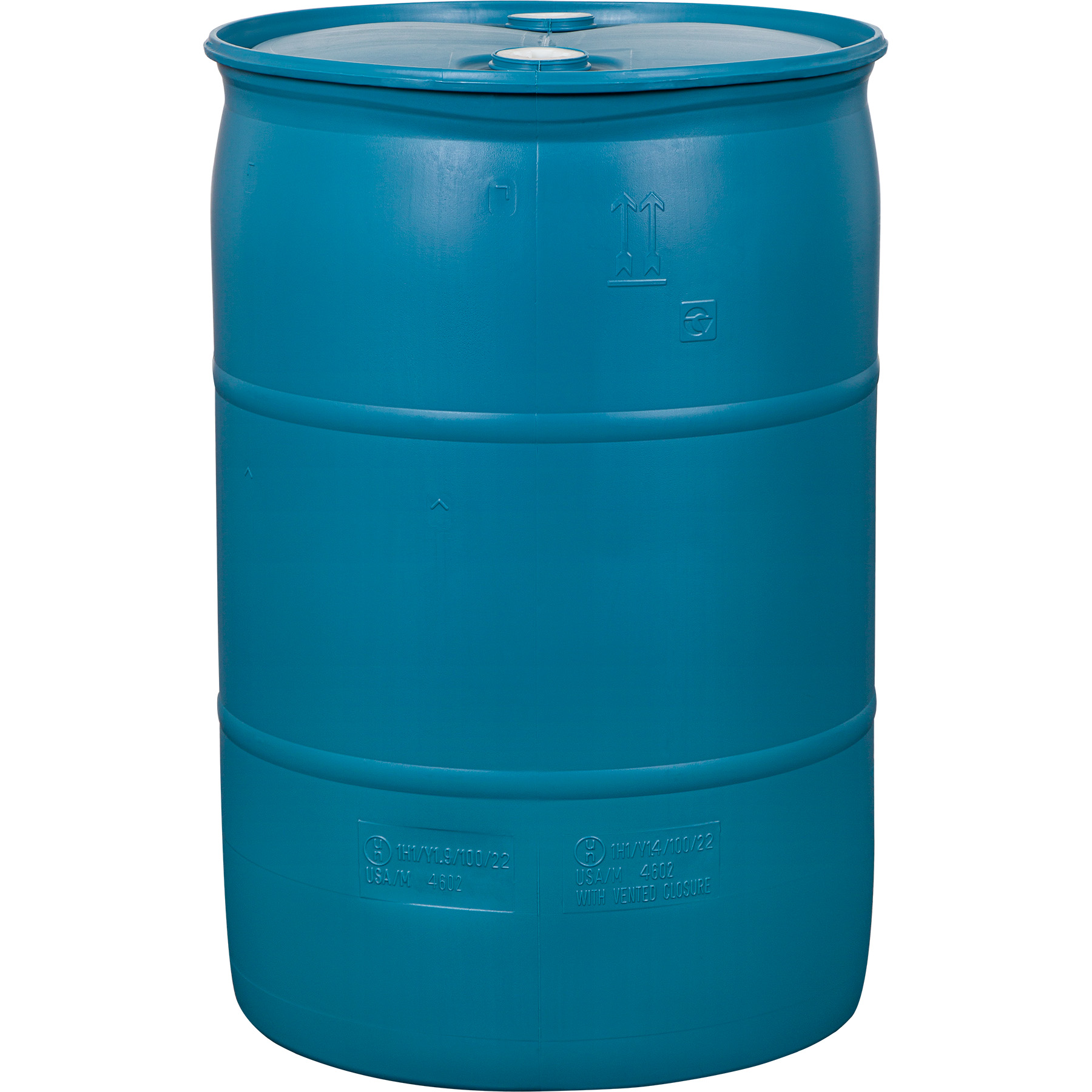 dimensions of blue plastic 55 gallon drum
