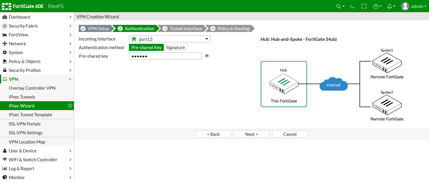 fortigate 60e vpn configuration