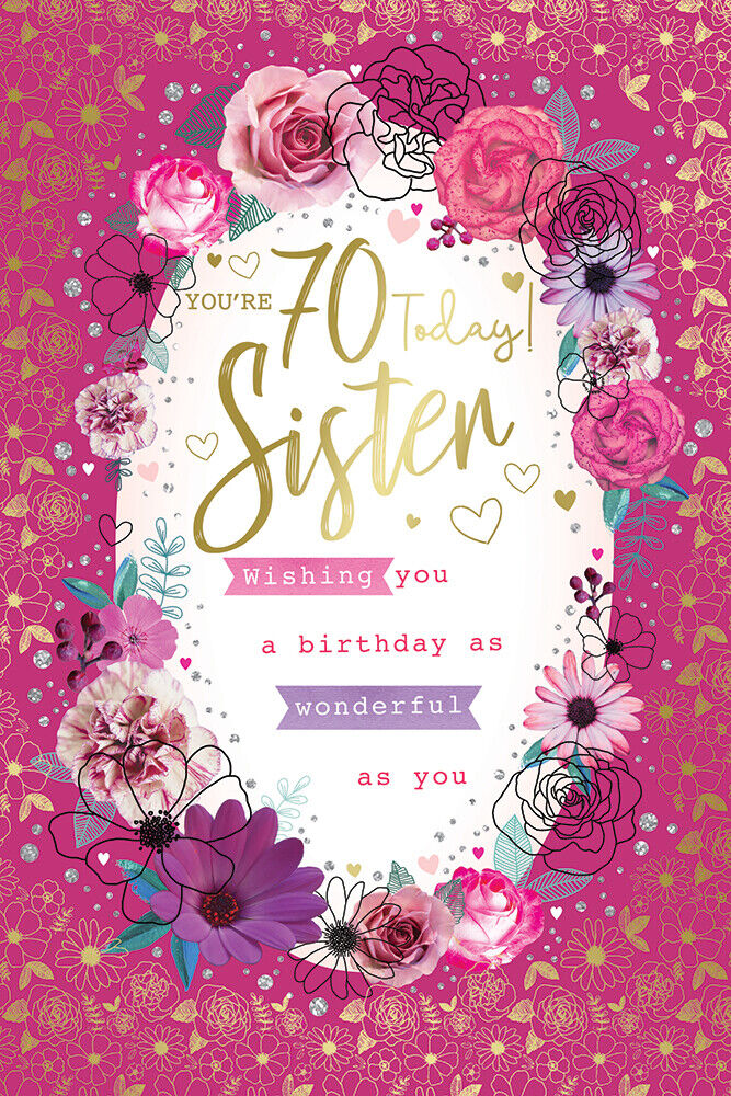 70th birthday card sister