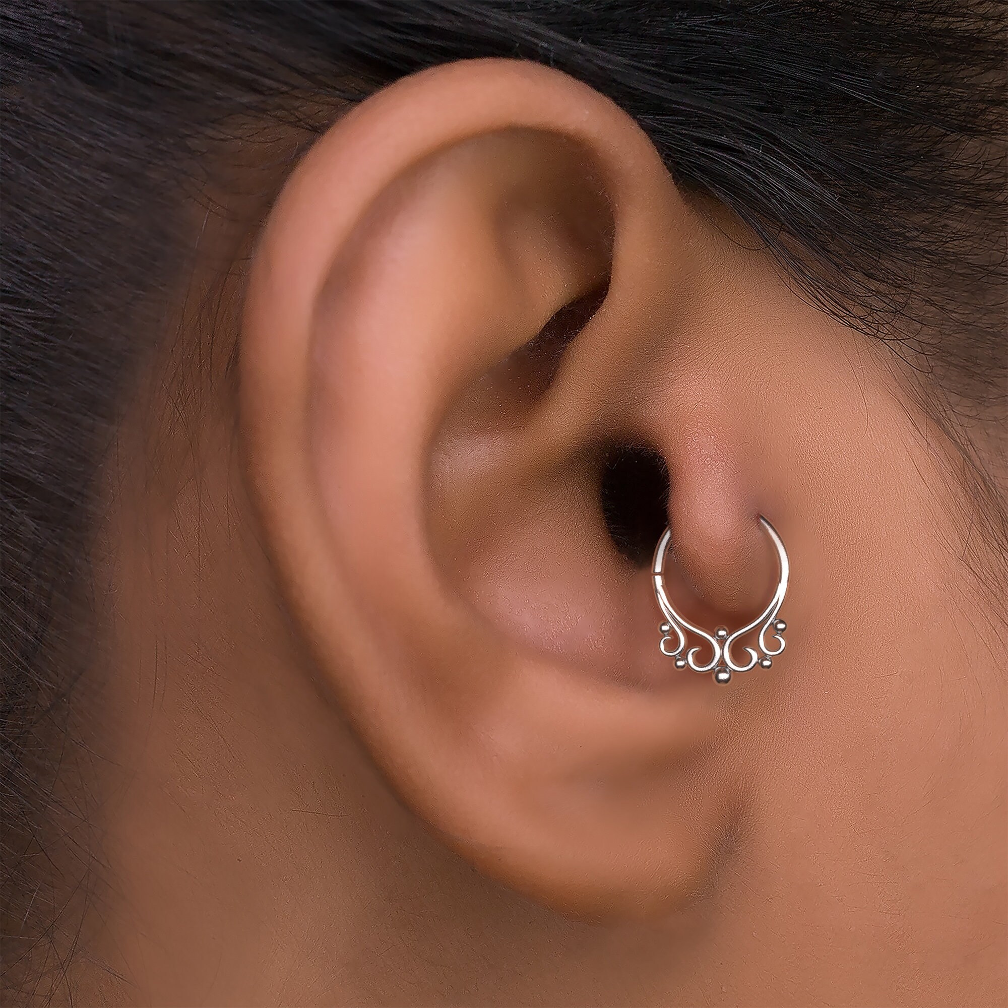 hoop tragus piercing