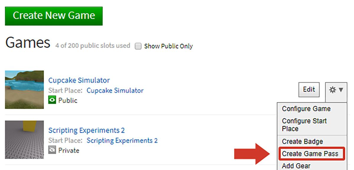 how to make gamepasses