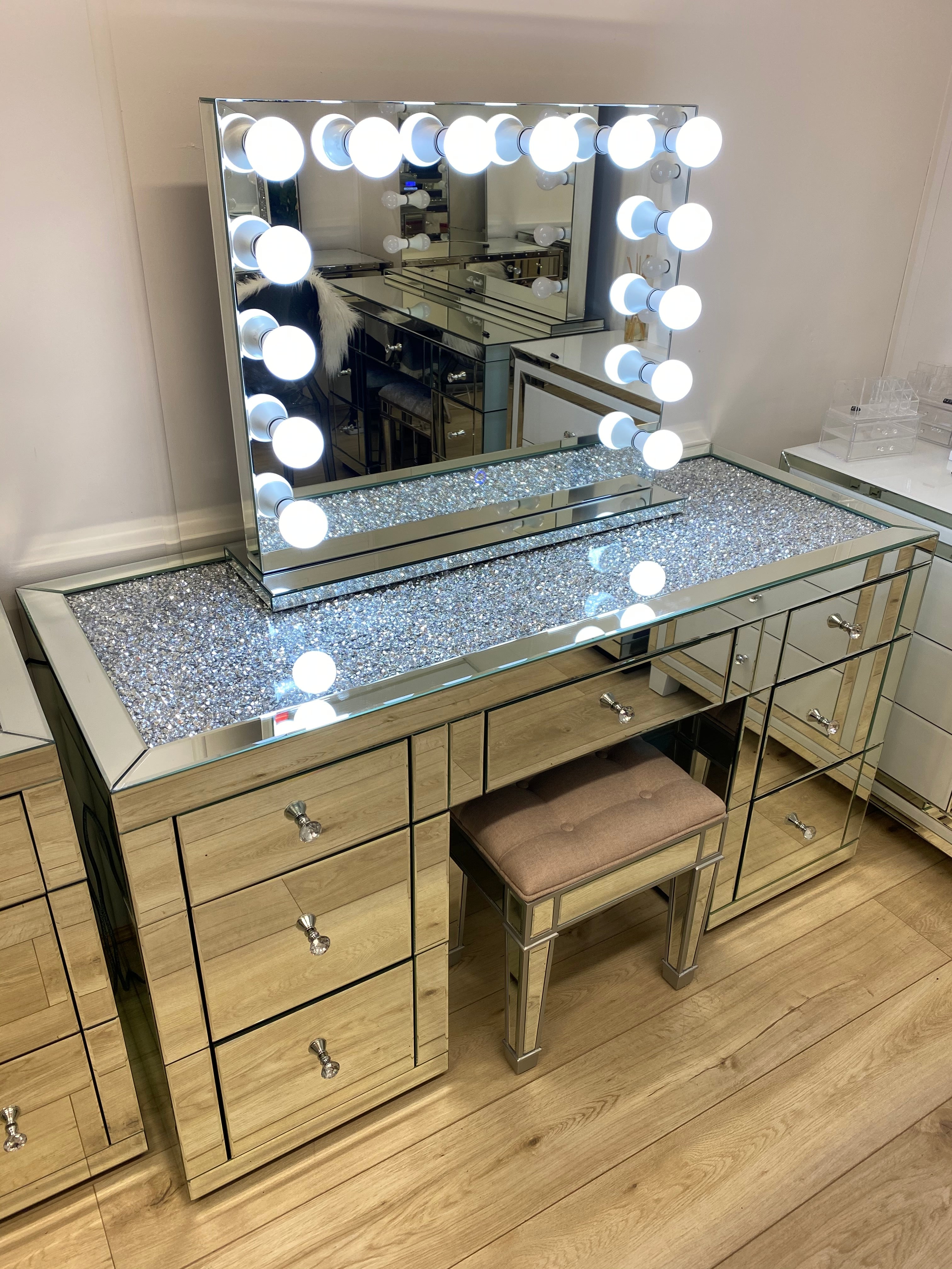 mirrored makeup table