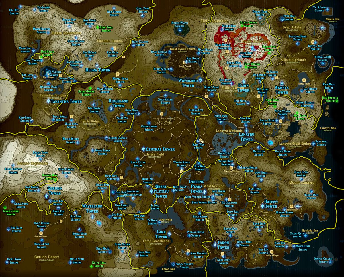 all shrine locations botw map