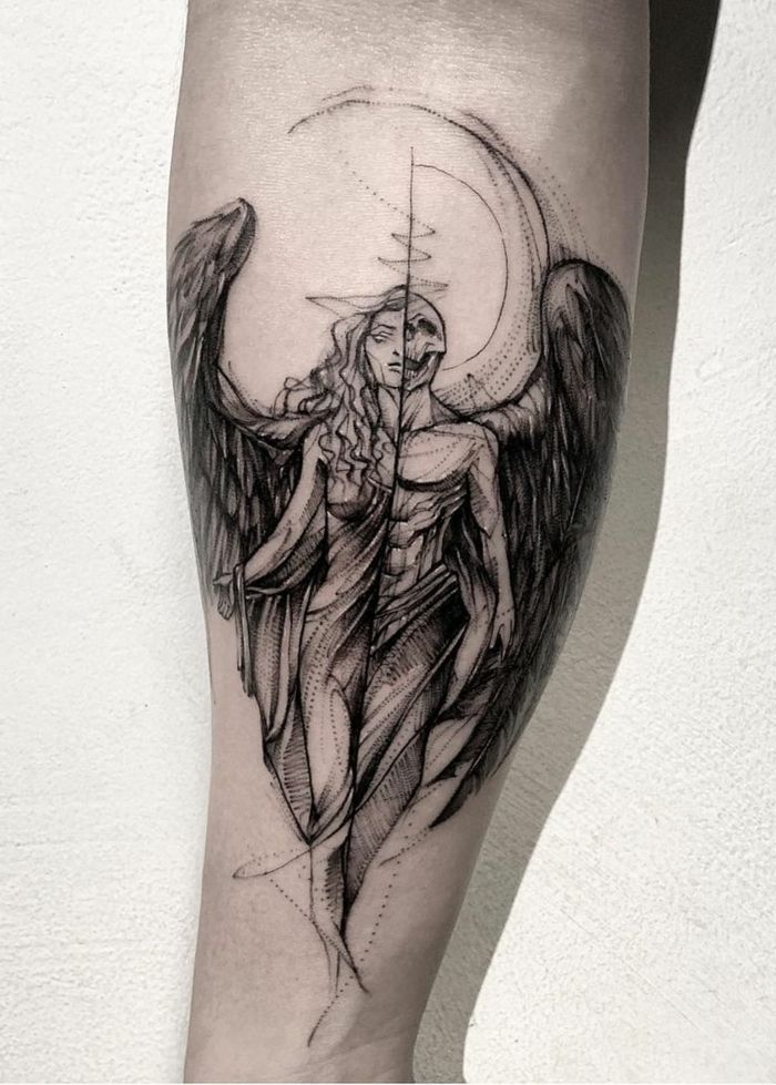 angel or devil tattoo