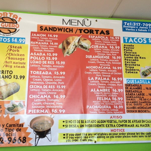 tortas el guero menu