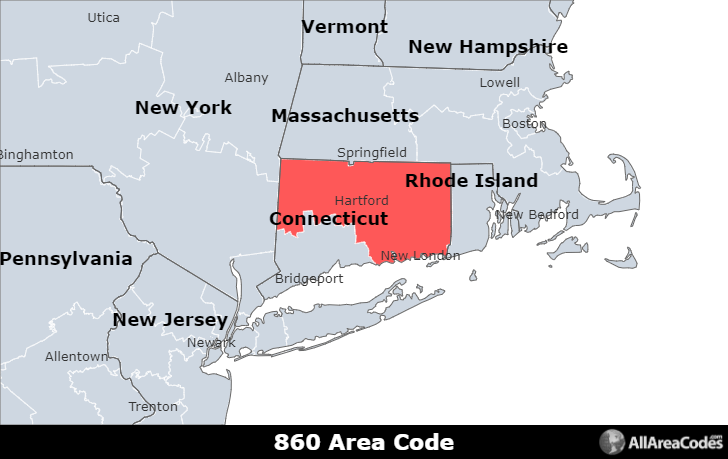 area code for 860