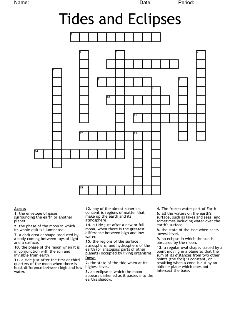 lowest point of tide crossword