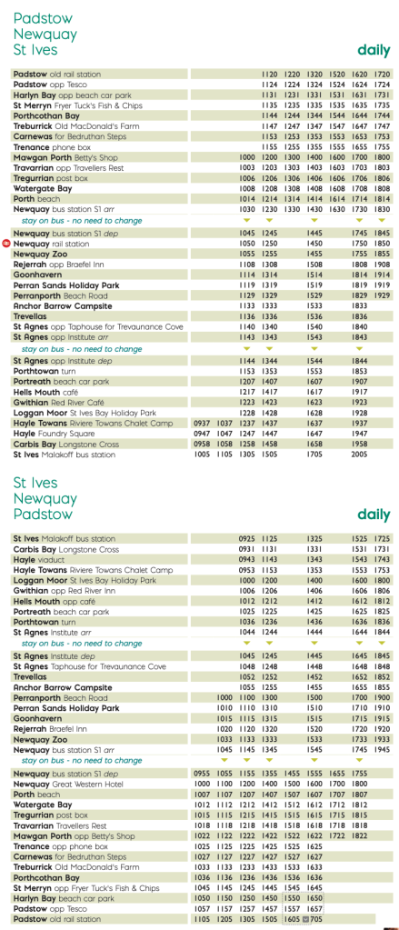 perranporth bus times