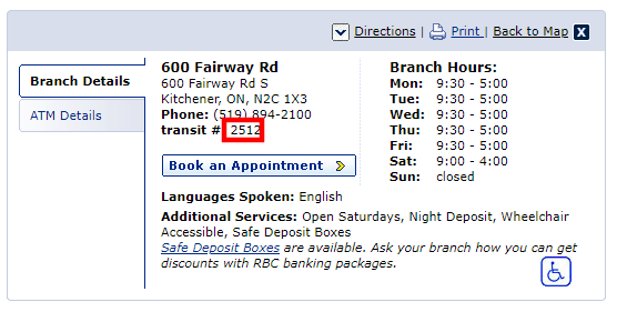 how to find rbc transit number