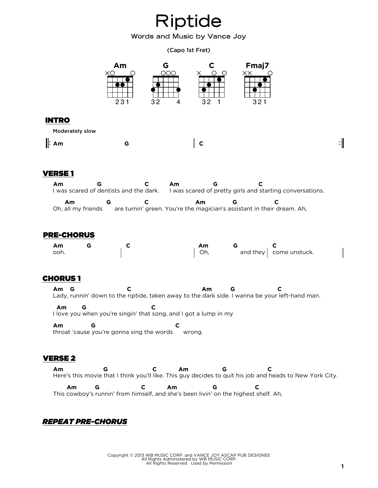 riptide guitar notes