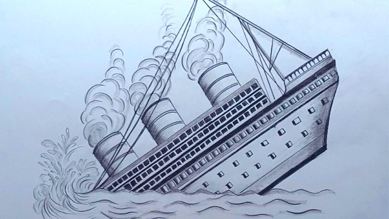 titanic sinking drawing
