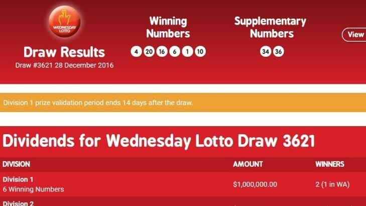 wednesday lotto results wa