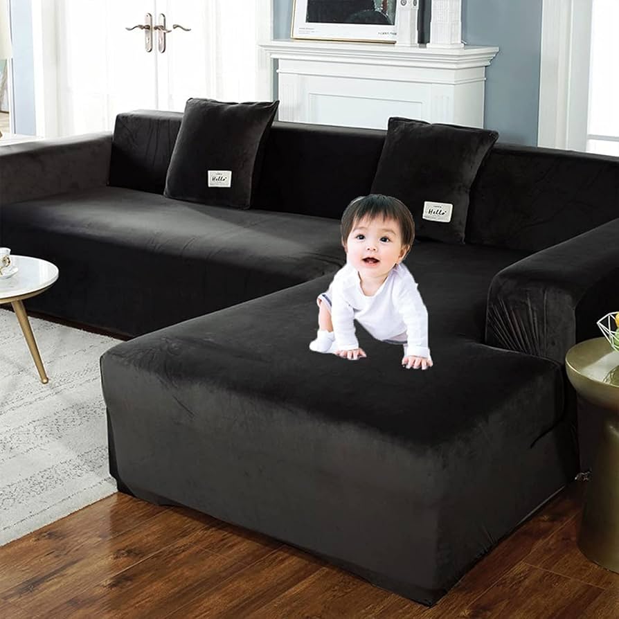 black sofa slipcover