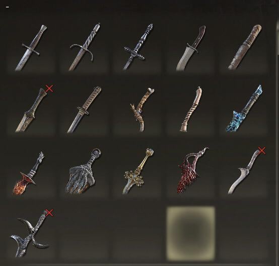 all the weapons in elden ring