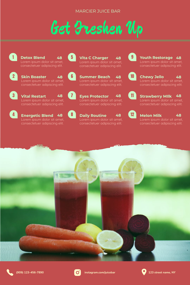 juice menu template