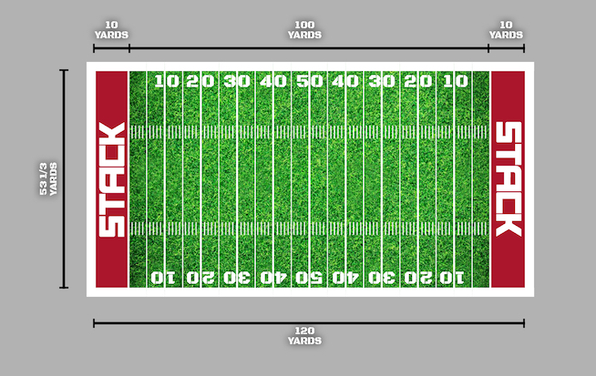 how many football fields is 500 feet