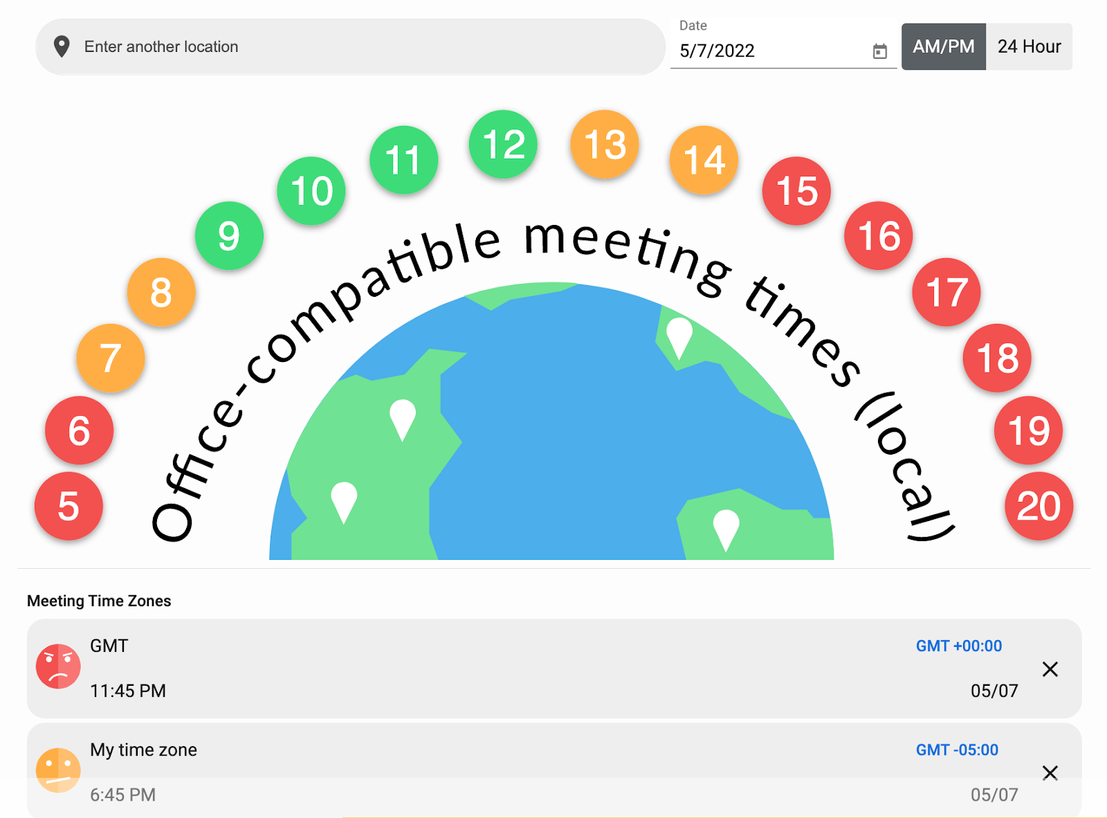 meeting planner time zone