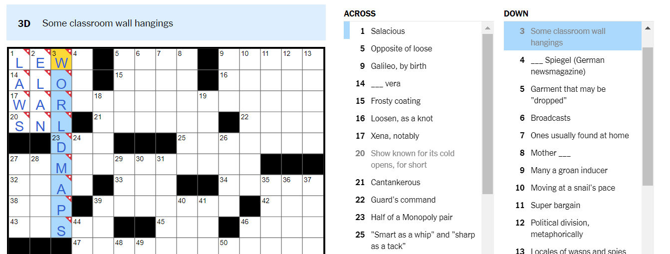 crossword clue loosen