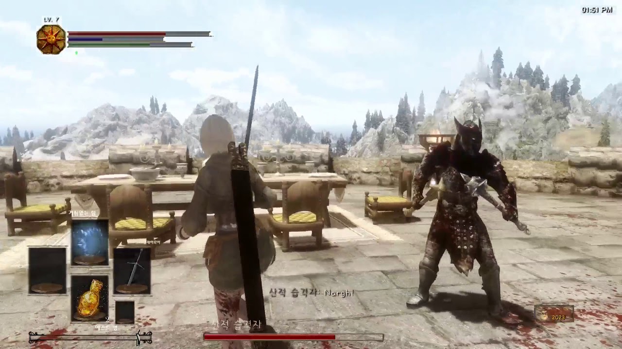 skyrim dark souls combat