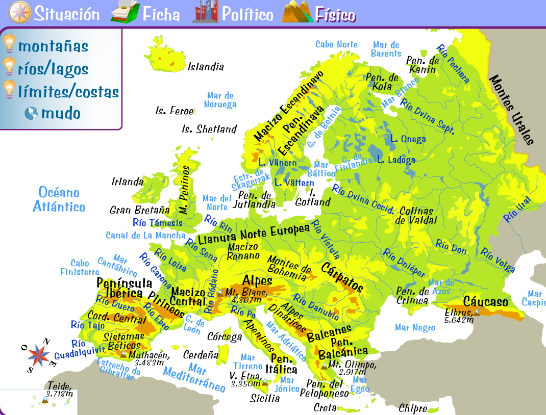 rios y lagos de europa mapa