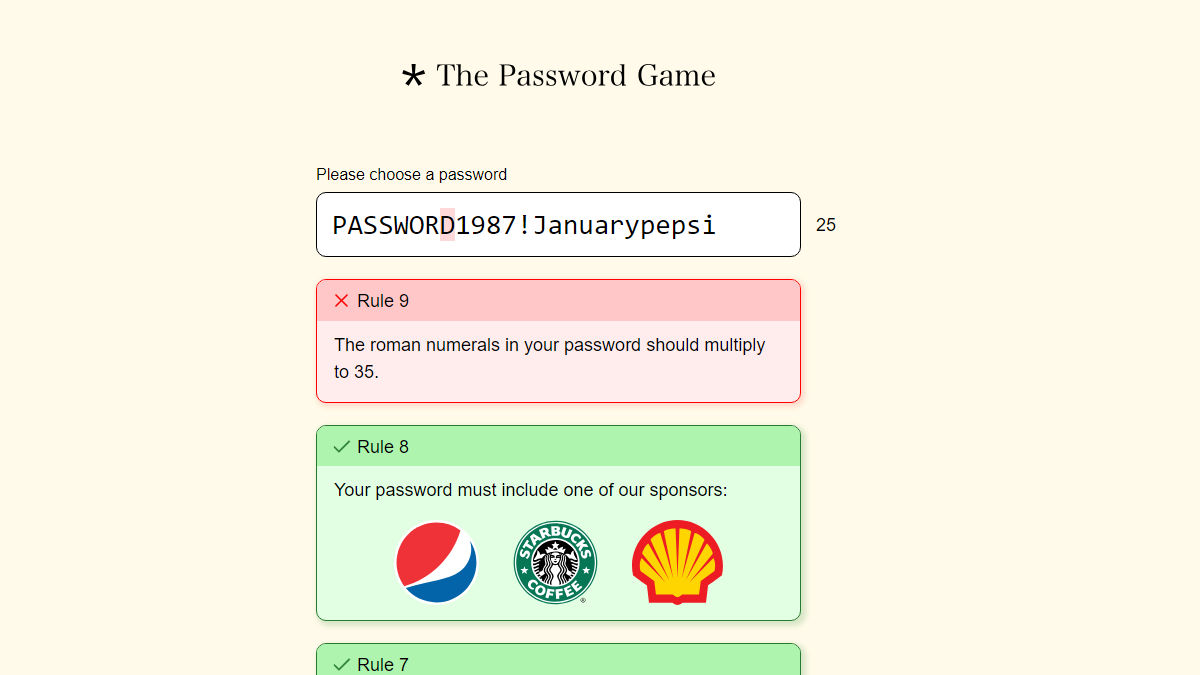 rule 16 password game