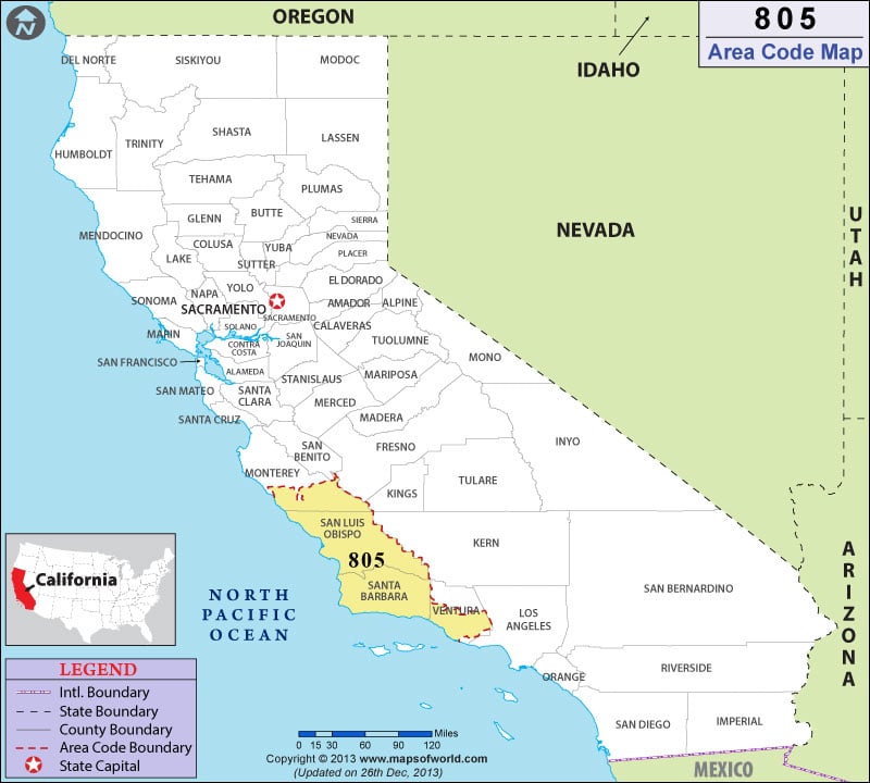 location of area code 805