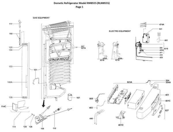 dometic rv fridge parts